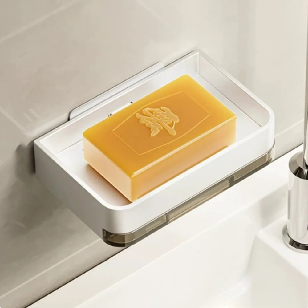 No-Drill Wall Soap Dish Holder with Drain Tray | Bathroom