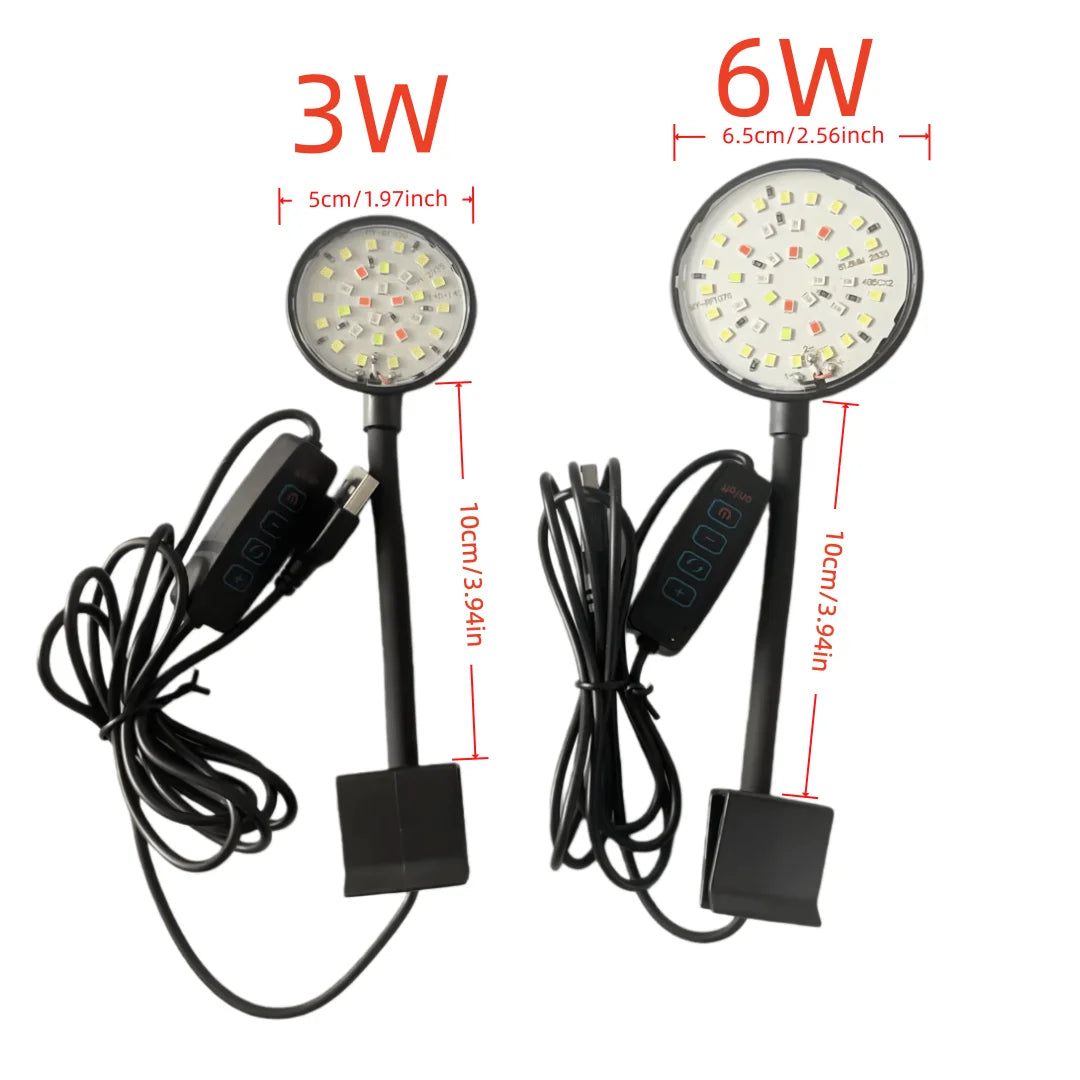 3W 6W Fish Tank Clip Lamp USB Power Decorate Led Full Spectrum