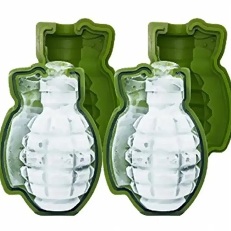 1 2 Sets 3D Grenade Shape Silicone Ice Cube Mold Reusable Easy