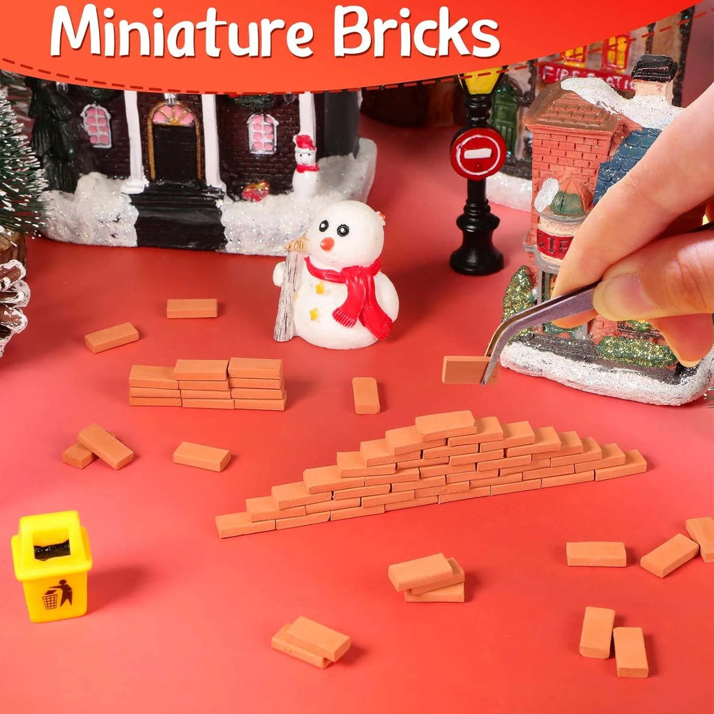 1:35 Miniature Bricks 120pcs – Gray & Orange Weathered DIY Miniature Model Bricks Zpaxo
