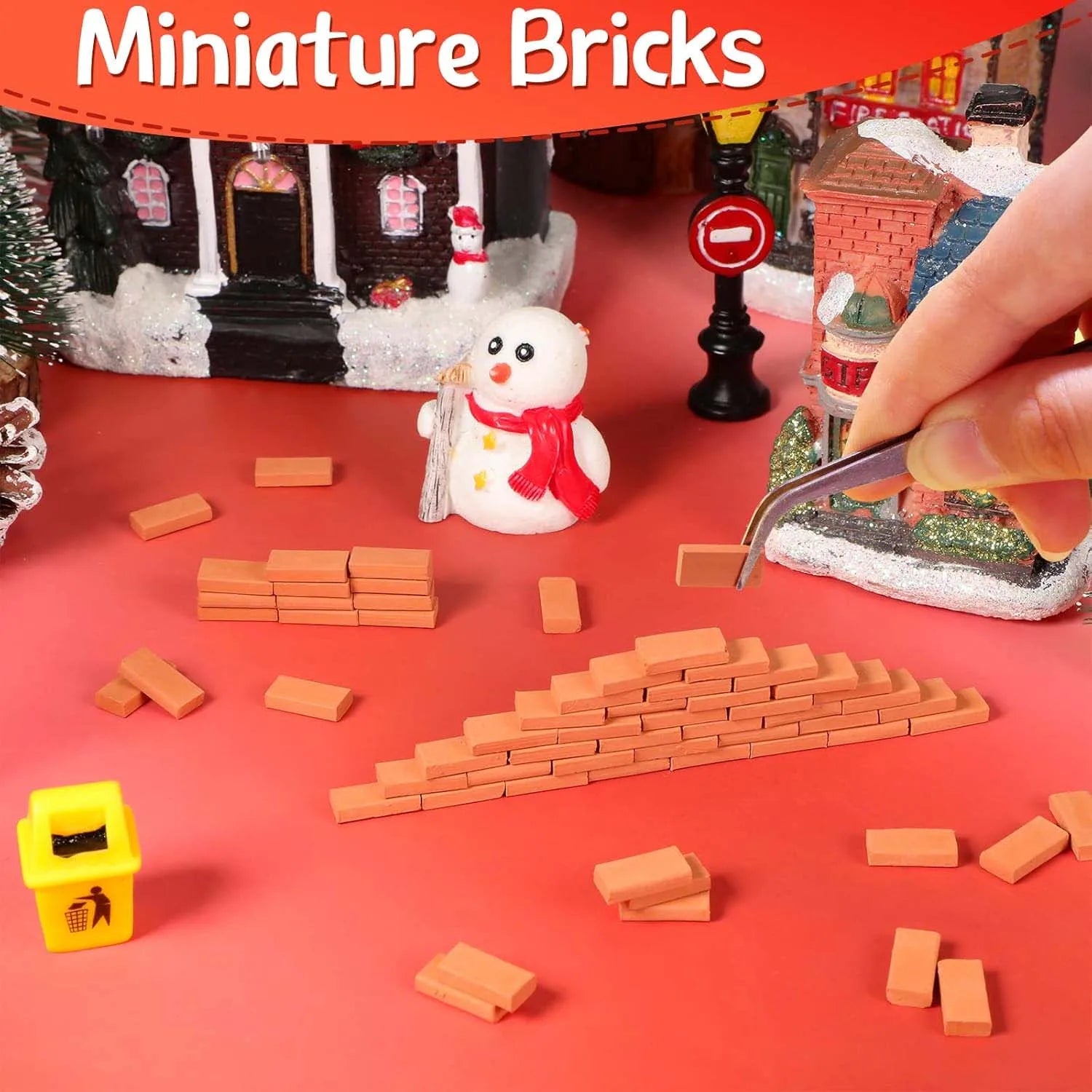 1:35 Miniature Bricks 120pcs – Gray & Orange Weathered DIY Miniature Model Bricks Zpaxo