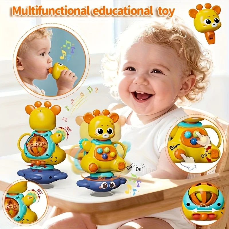 Interactive Giraffe Toy Suction Cup 360 Rotation ABS Motor Skills