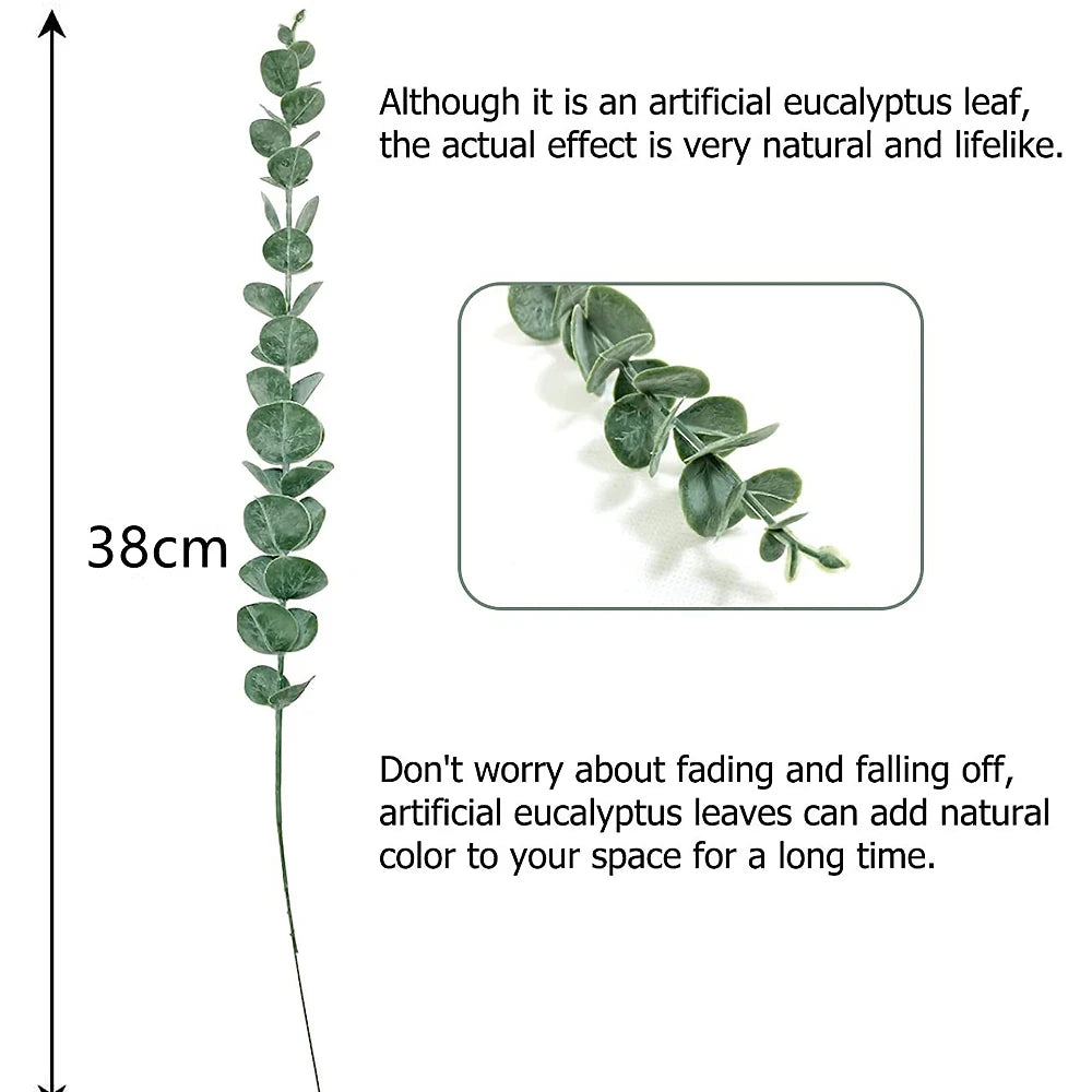 10- Artificial Eucalyptus Leaves Stems Branches Green Plants Wedding