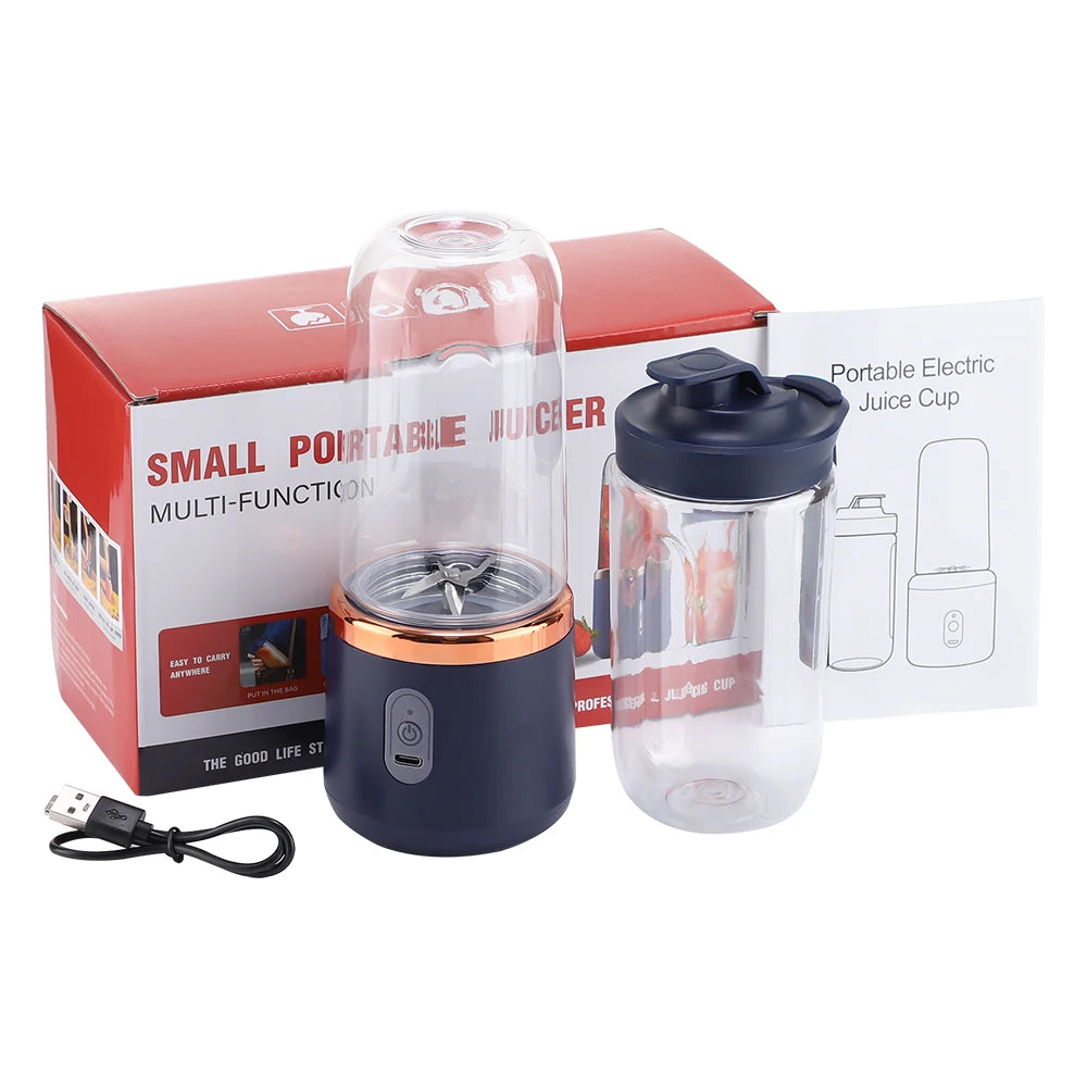 6 Blades Electric Juicer Cup 2 Cups For Travel Portable Juicer Mixer Usb Charge Fresh Fruit Juice Personal Blender Smoothie Zpaxo As shown