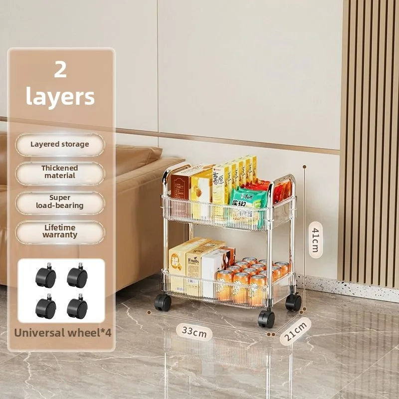 Organizer Bedroom Living Room Office 3 Tier Clear Storage Cart Wheels