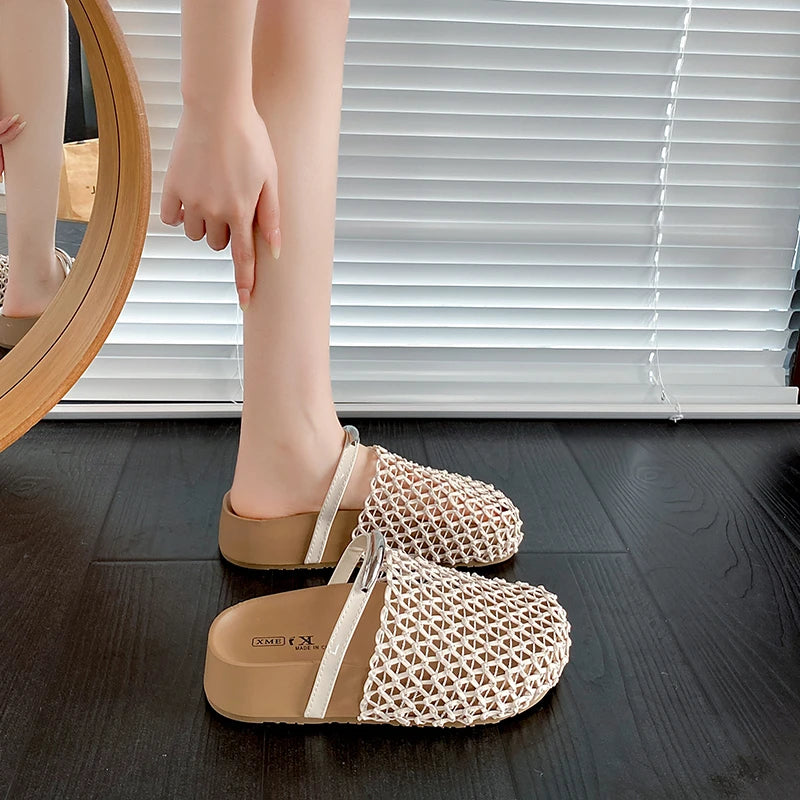 2026 Round Toe Summer Women's Mesh Breathable Comfortable Thick Sole Zpaxo