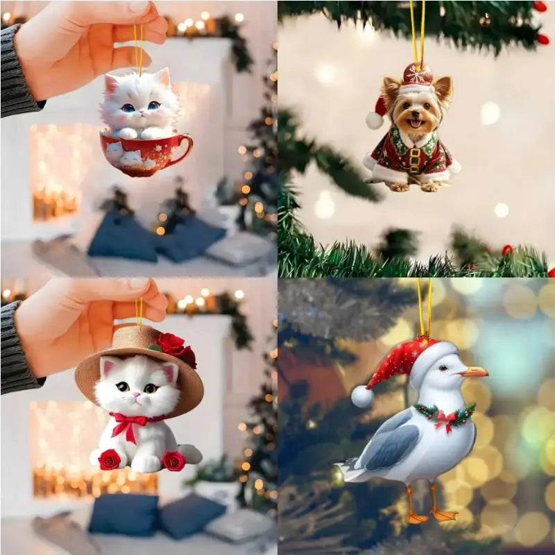 2D Flat Acrylic Christmas Tree Pendant – Cartoon Xmas Ornament Christmas Ornament Zpaxo