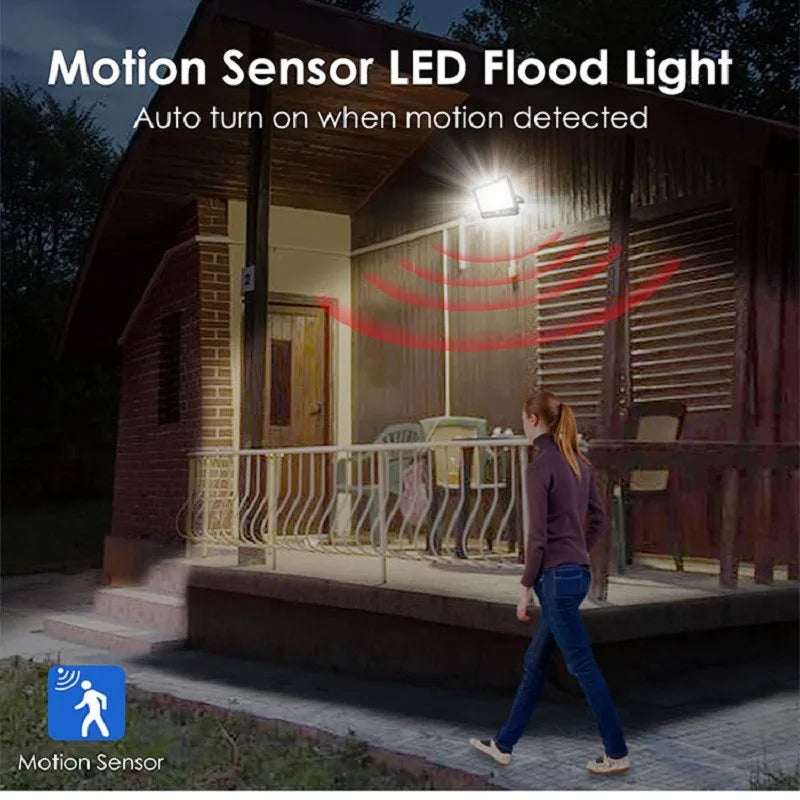 100W Solar Flood Light Outdoor Motion Sensor Lamp 4 Modes Remote Zpaxo