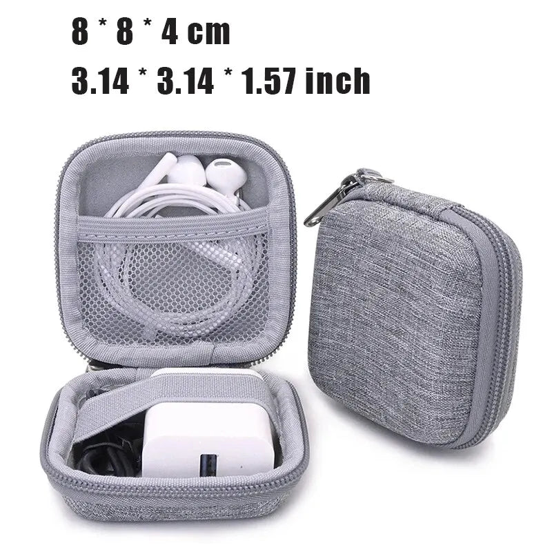 Leather Digital Gadgets Organizer Bag – Earphone & Cable Case Gadget Organizer Bag Zpaxo Grey