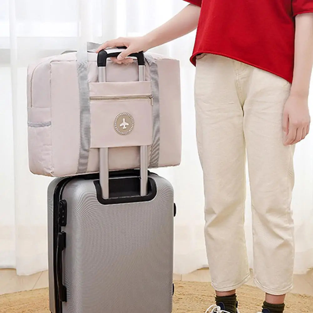 1pc Oxford Foldable Luggage Bag round Label Travel Bag Carry-On Suitcase Moving Packing Bag Storage Bag for Airplane Trips Zpaxo