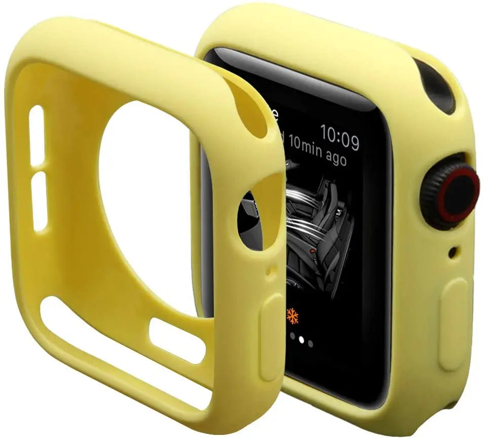 Silicone Case For Apple Watch 9 8 7 6 5 4 se 45mm 41mm 44mm 40mm 42mm 38mm Protection Shell Cover for iWatch Series Ultra 2 49mm Zpaxo Yellow Ultra 1 2 49mm