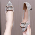 2025 Women Heels Pumps Pointed Toe Shallow Chunky Slip-on Office Zpaxo WHITE 41