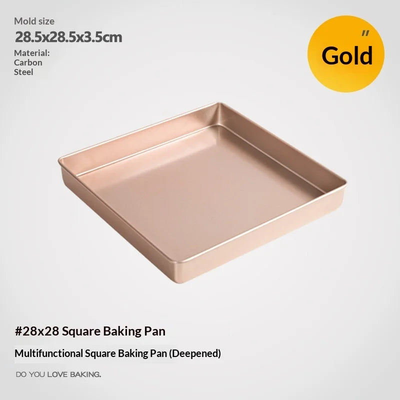 Square Non-Stick Carbon Steel Baking Pan – Cake Cookie Pizza Non-Stick Baking Pan Zpaxo 28.5x28.5x3.5cm