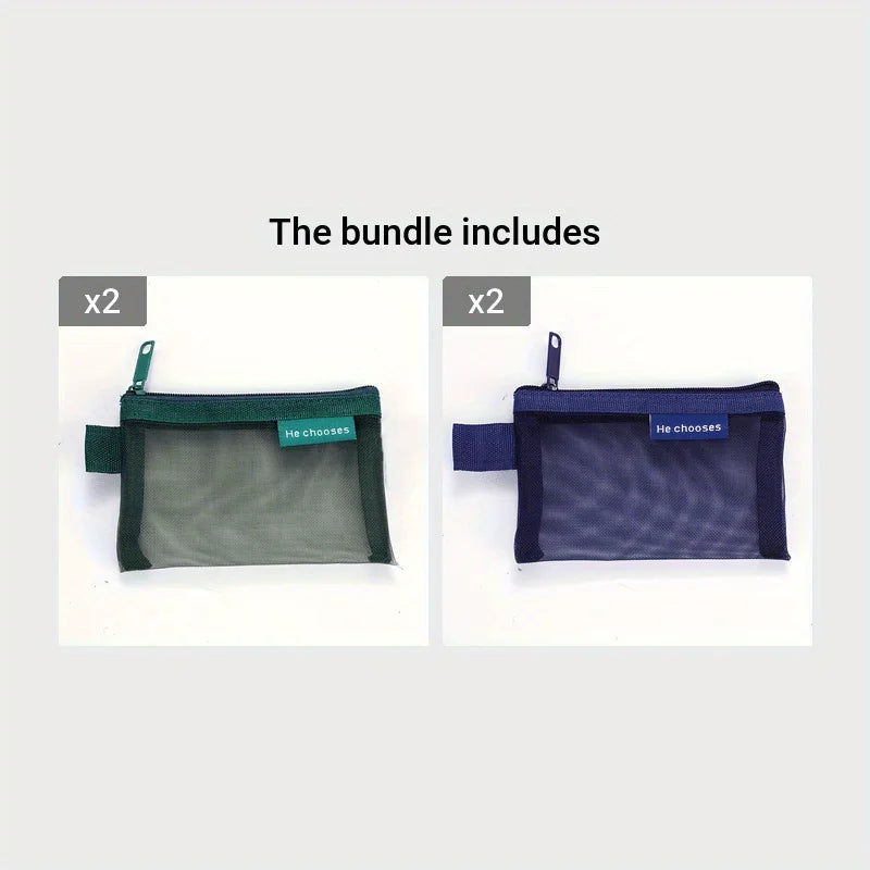 1 Mini Nylon Zipper Pouches Random Packable Lightweight Key Organizer Zpaxo greenX2-BlueX2