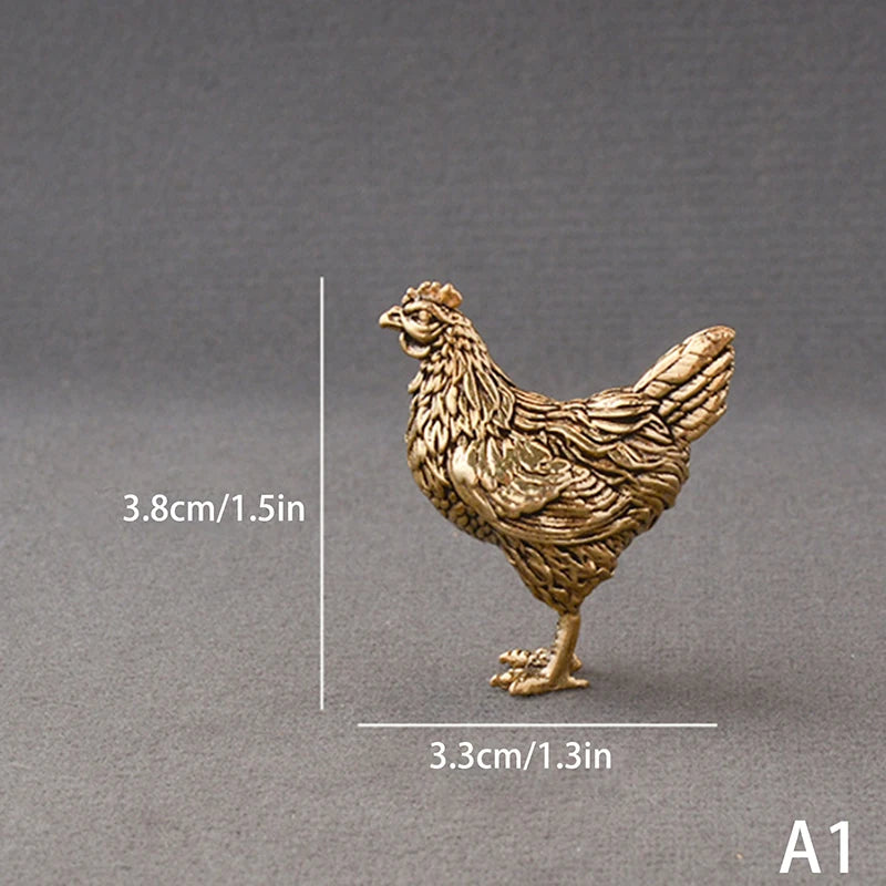 1 Miniatures Copper Rooster Hen Ornaments Solid Brass Small Statue Zpaxo A1
