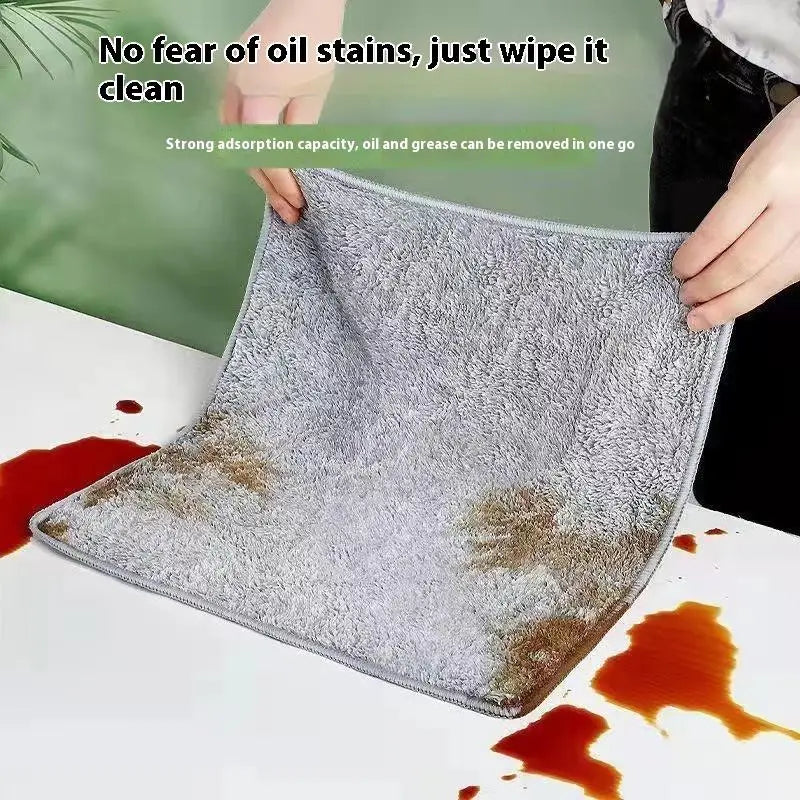 5Pcs Bamboo Charcoal Thickened Doublesided Towel Absorbent Dishcloth Anti-grease Home Kitchen Washdishing Wiping Cloth Clean Too Zpaxo