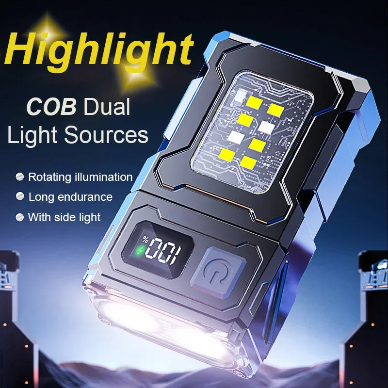 ESMARTER COB LED Flashlight – Adjustable, Magnetic & Keychain Torch