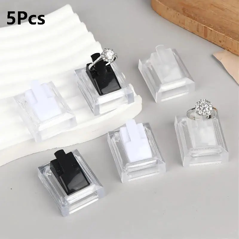 5-Pack Clear Acrylic Ring Display Stands – Jewelry Tray Holder