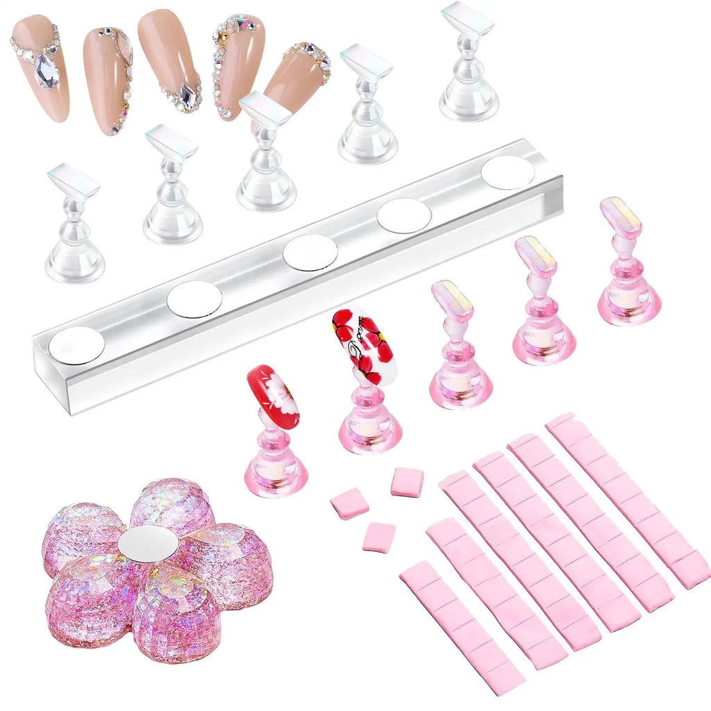 Magnetic Press-On Nail Stand Set – Display & Art Holder Nail Art Display Stand Zpaxo