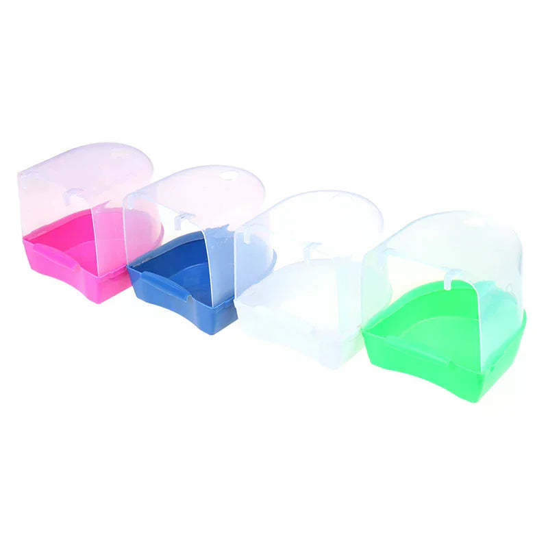 Plastic Bird Water Bath Box Bathtub Parrot Parakeet Hanging Bowl Zpaxo