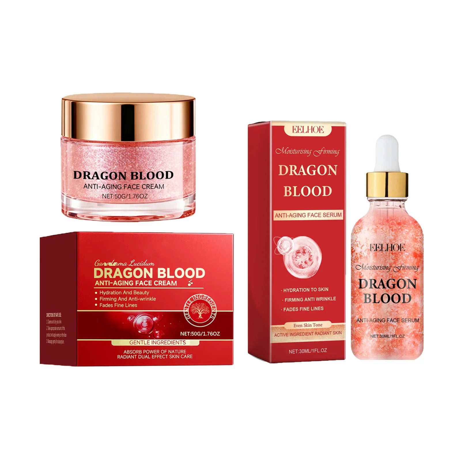 Dragon Blood Anti-Aging Cream & Serum Set | Retinol Firming Anti-Aging Skincare Set Zpaxo Cream and Serum