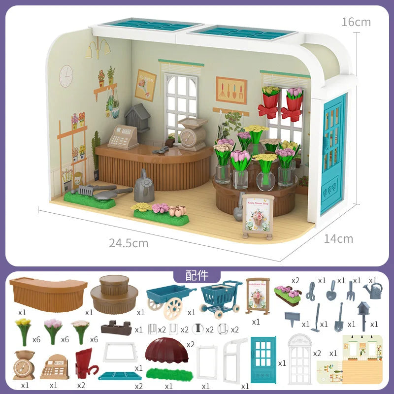 Dollhouse Miniature Furniture Living Room Bedroom Bathroom Doll House Zpaxo Florist