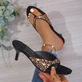 Fish Mouth Clip-toe Women's Vintage Comfortable Thin Heel Slippers Zpaxo black 43