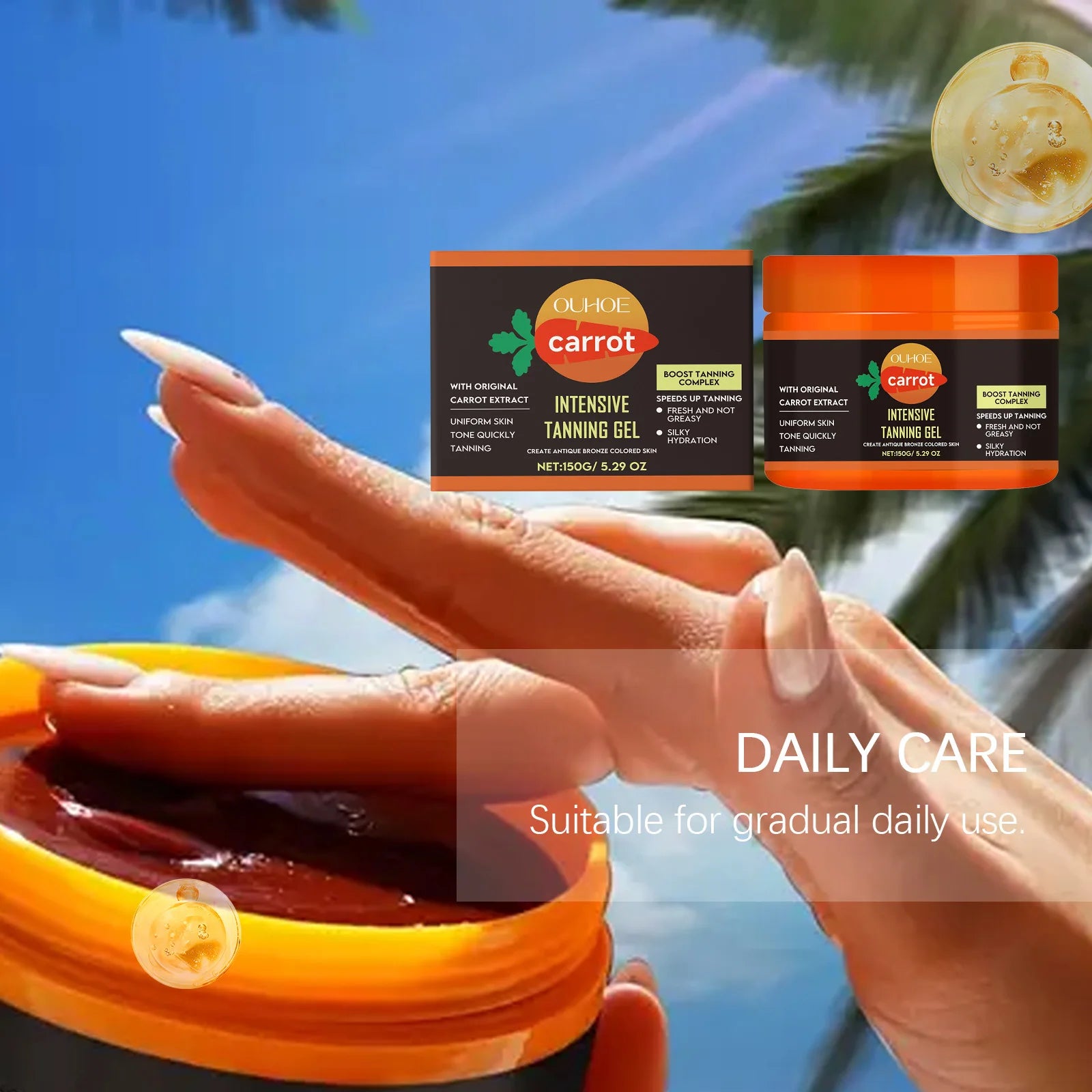 Carrot Tanning Gel – Sunless Bronzer & Moisturizing Tan Enhancer Self Tanner Gel Zpaxo