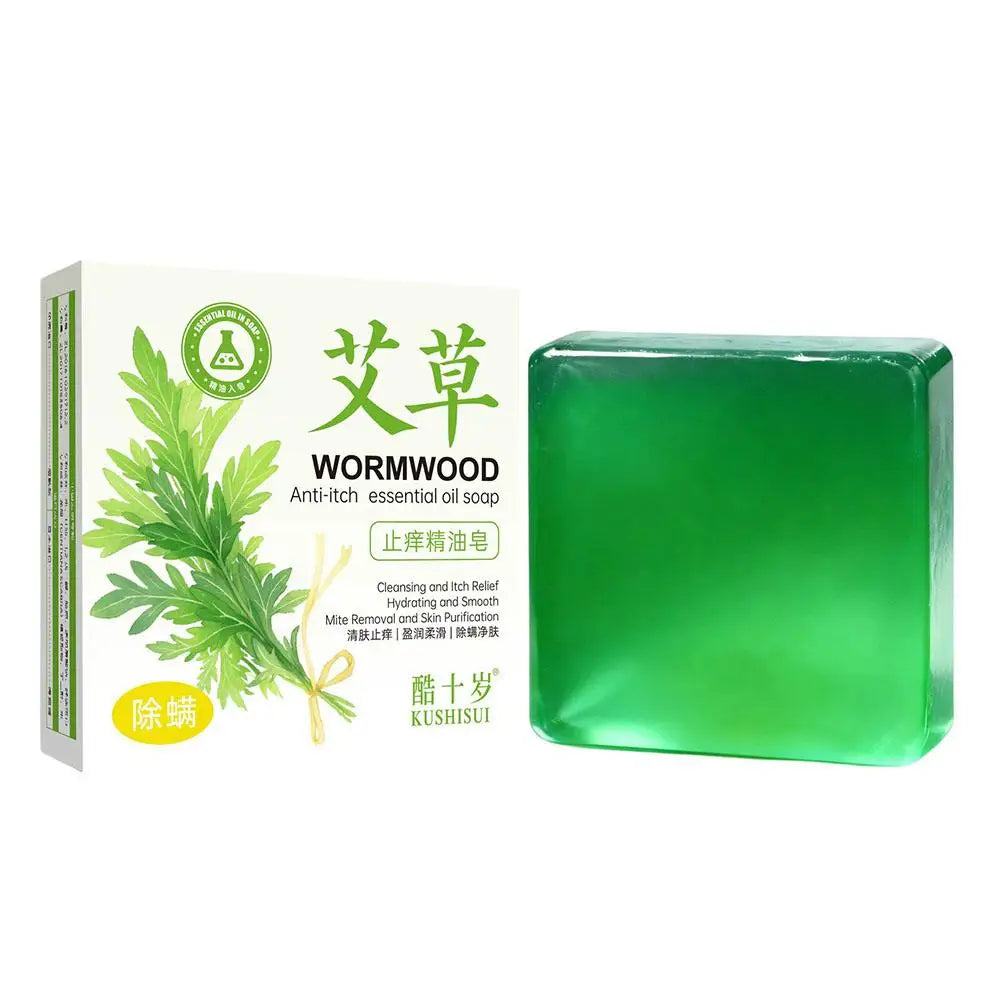 Wormwood herb essential oil soap, natural organic wormwood extract essence, facial cleansing soap, brighten skin color, nourish Zpaxo 1pcs