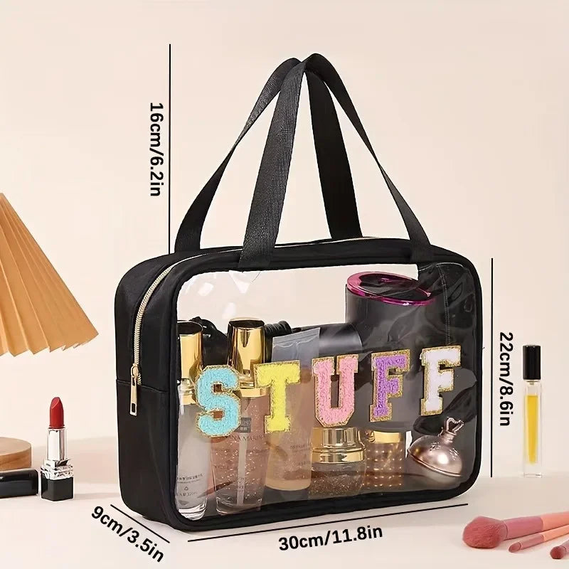 Pu Frosted Clear Makeup Box Waterproof Travel Toiletry Bag Large