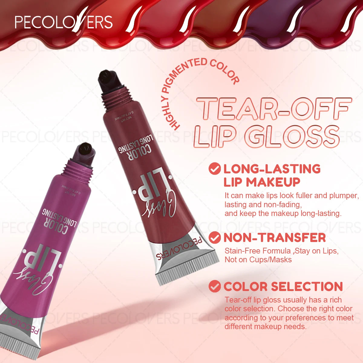 1PC Semi-permanent -off Durable Tattoo Lip Gloss, Waterproof and Smudge-proof, Won'T Stain Cups, Not Easy to Fade Zpaxo