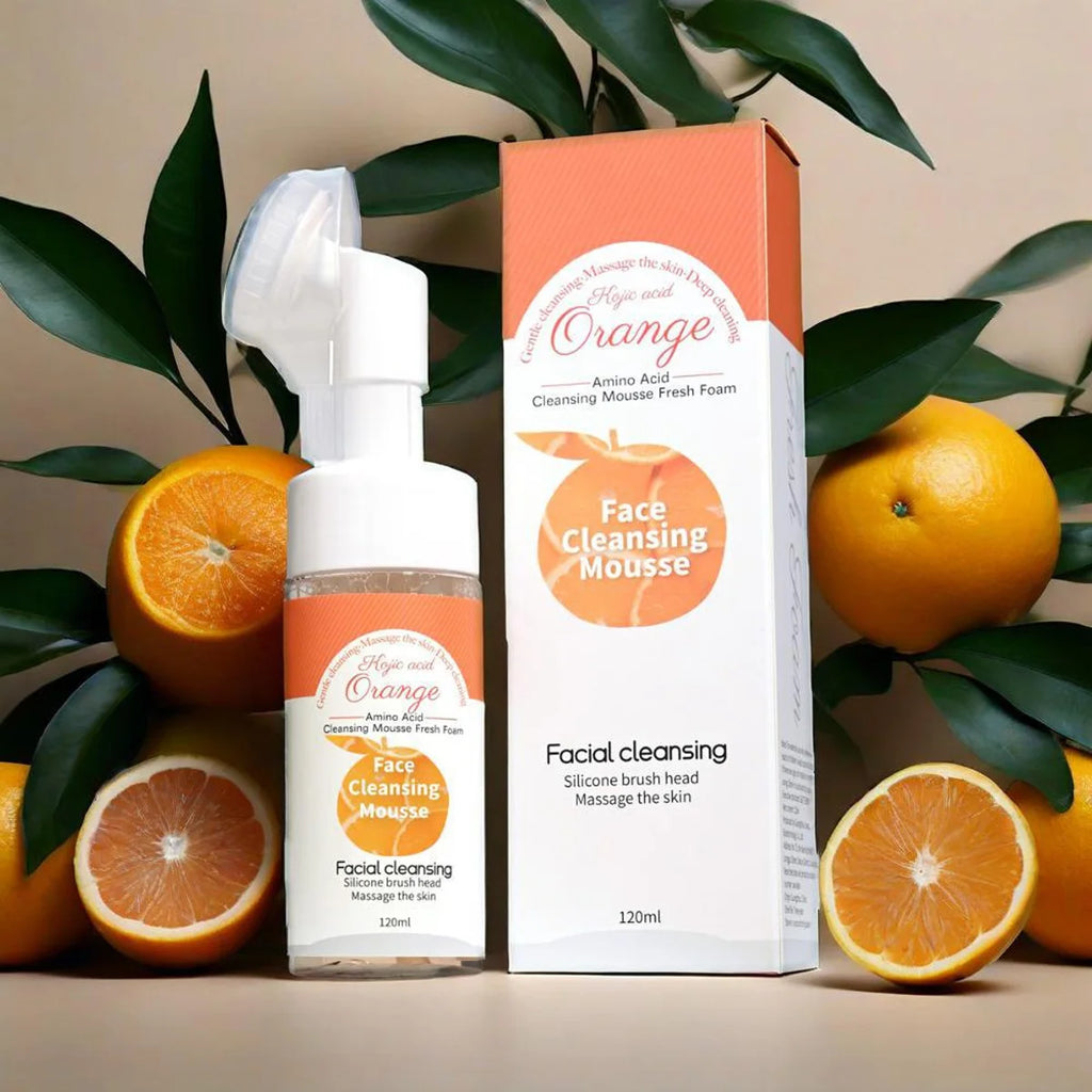 VC Orange Cleansing Mousse + Silicone Brush – Oil Control Facial Cleansing Mousse Zpaxo