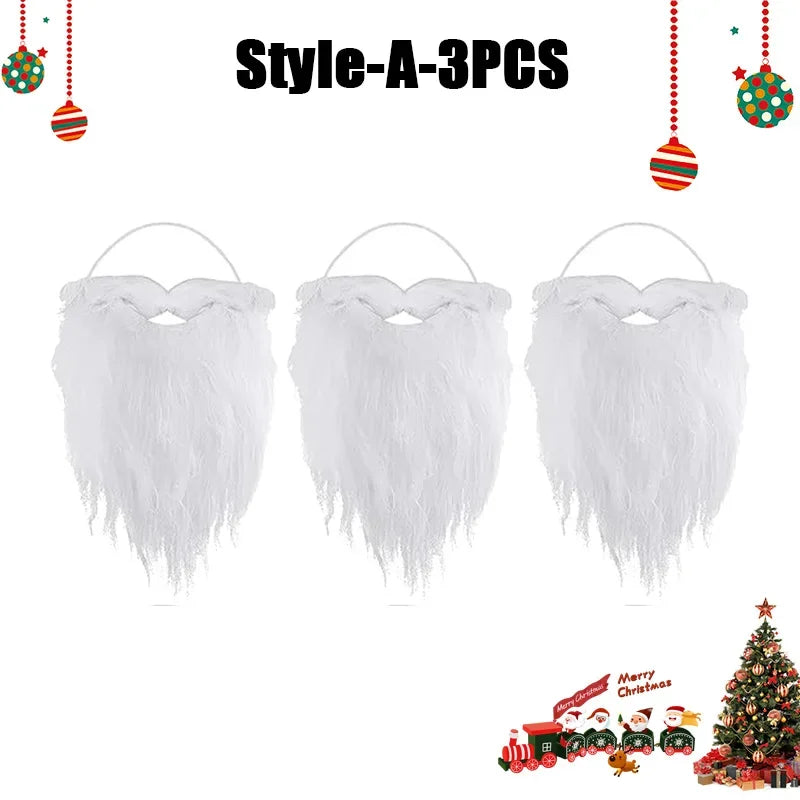 Realistic Santa Fake Beard Premium Costume Adjustable Earloops Zpaxo A-3PCS