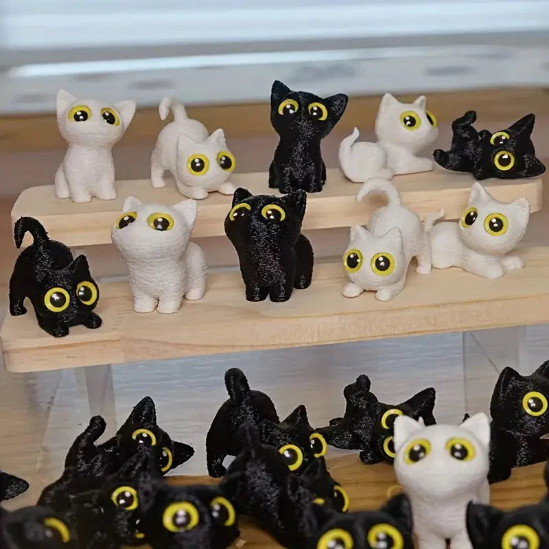 3D Printed Big-eyed Cat Ornaments Mini Statues Miniature Cute Kitten Zpaxo