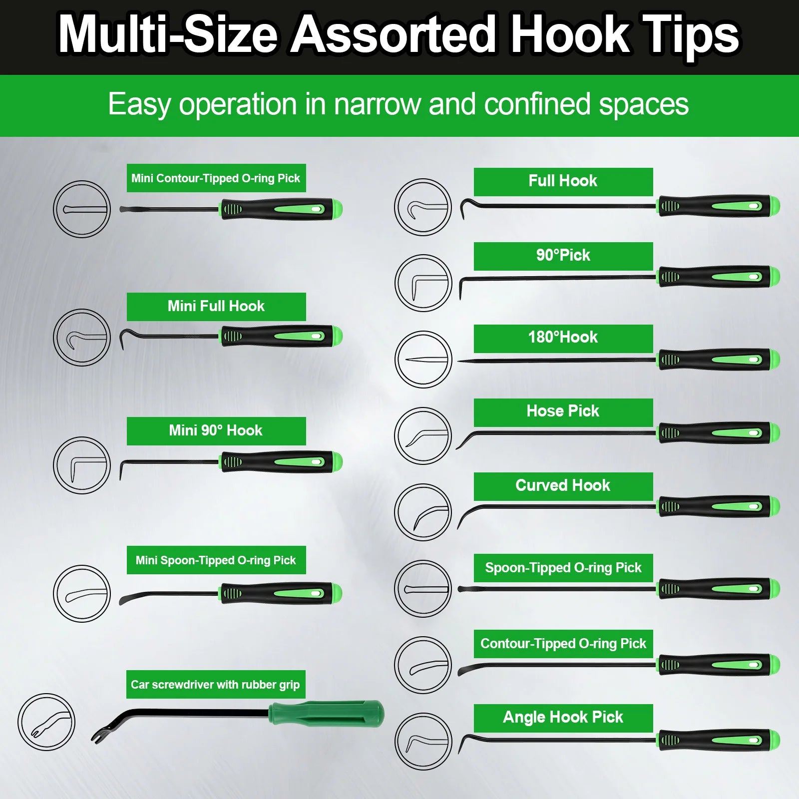 Pick And Hook Tool Set 13 Pcs Oil Seal Puller Heavy Duty Manganese Steel O Ring Extractor Hose Removal With Pouch For Car Repair Zpaxo