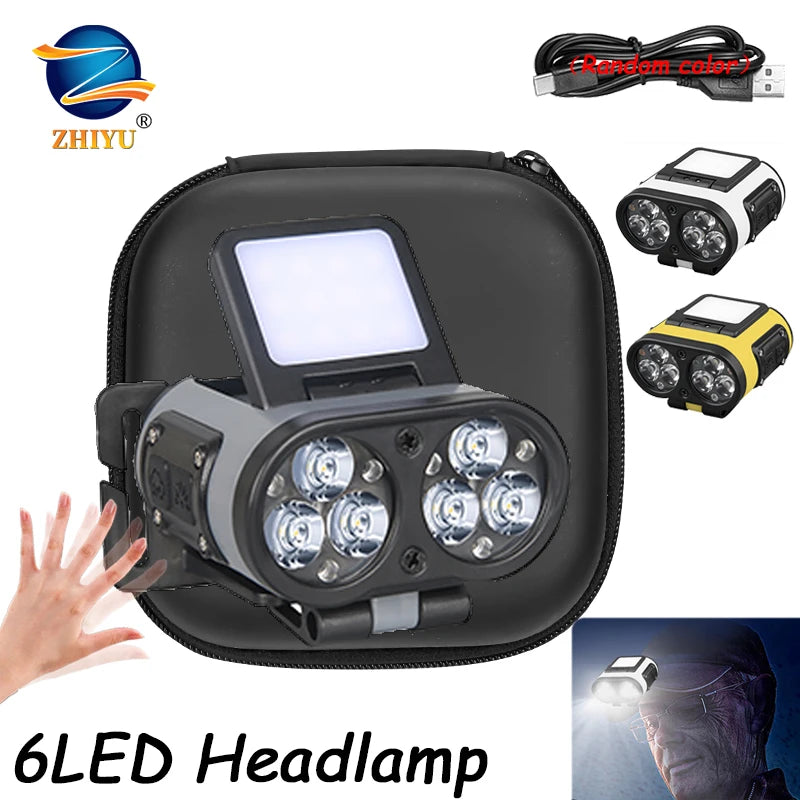 COB LED Headlamp 900LM – USB-C Rechargeable, Cap Clip & Sensor
