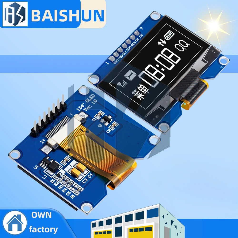 1 54-Inch SSD1309 SSD1306-Compatible OLED Module 7PIN 128 64 SPI Zpaxo Default Title