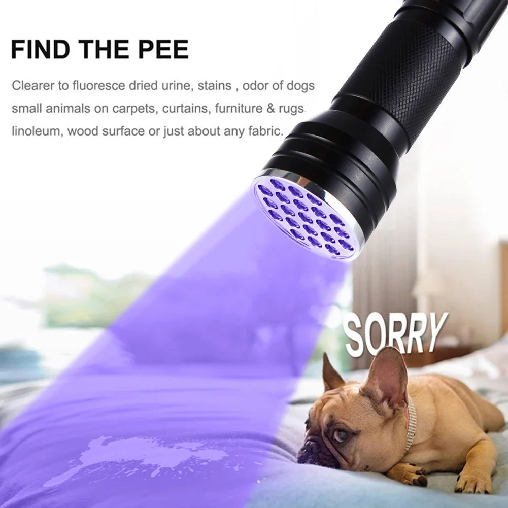 9 21LED UV Light 395nm Waterproof Flashlight Ultraviolet Mini Lamp