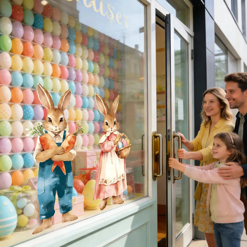 Easter Window Decals 2 Large Static Sticker 39x80cm Removable Cute