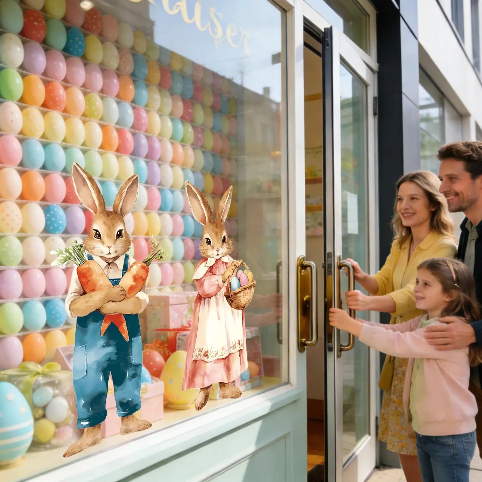 Easter Window Decals 2 Large Static Sticker 39x80cm Removable Cute