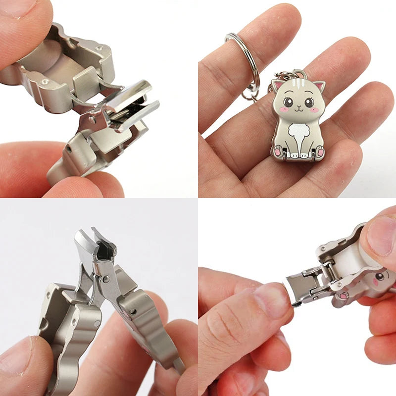 1pcs Exquisite Cat Nail Clippers Keychain Cute Foldable Nail Cutter Portable Stainless Steel Nail Clippers Manicure Trimmer Zpaxo