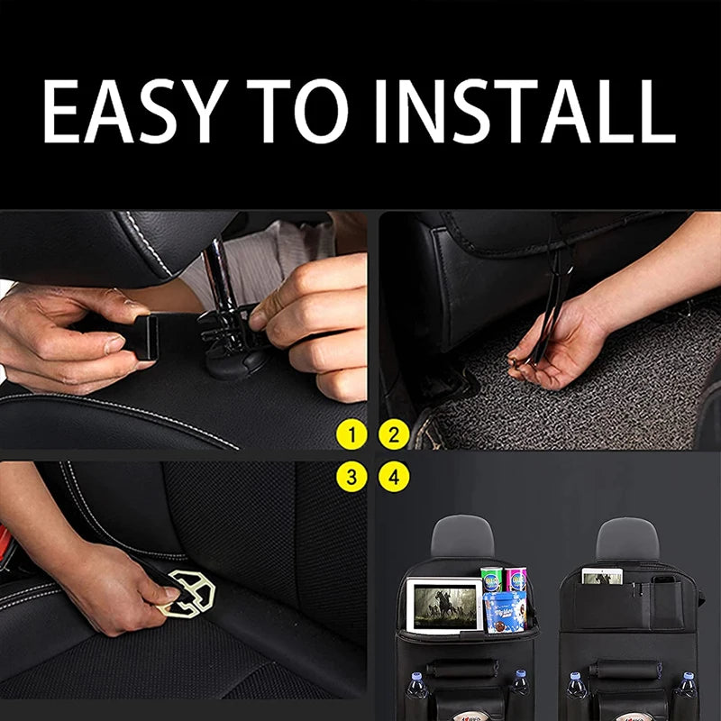 Car Seat Back Organizer Bag Foldable Table Tray Travel Storage