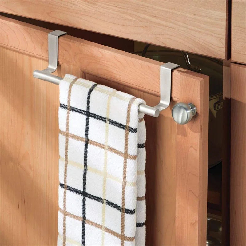 Towel Rack Over Door Bar Hanging Holder Stainless Steel Bathroom