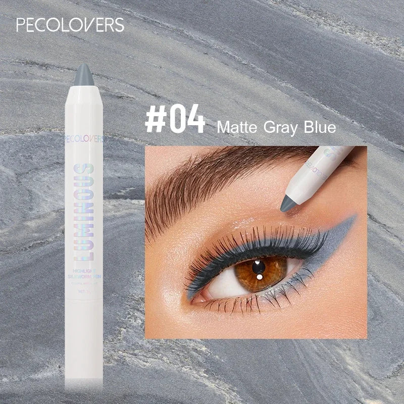 Blue Matte Eyeshadow Stick in Gray Line - Waterproof, Twist-up Monochrome Eyeshadow for Long-Lasting Metallic Eye Makeup Effects Zpaxo