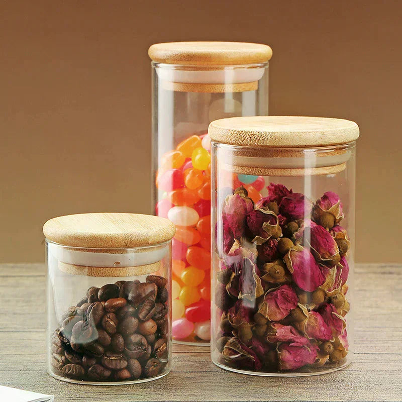 Sealed Food Storage Box Pots Glass Jar Coffee Jars With Lid Transparent Cereal Candy Dried Jars Fridge Storage Tank Containers Zpaxo