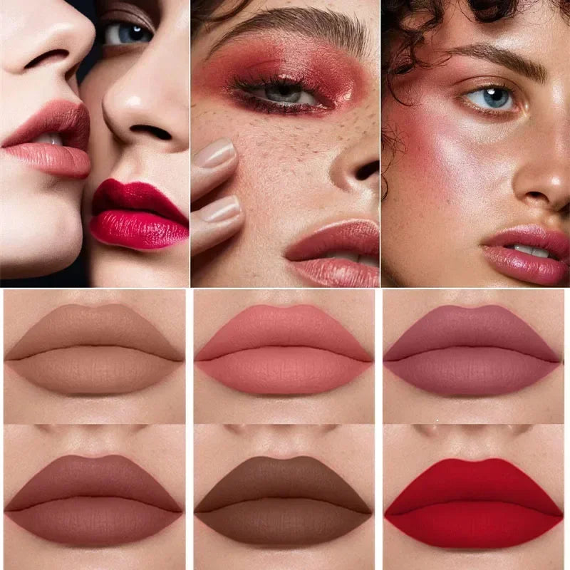 1pc Waterproof Liquid Lipsticks Lip Makeup Matte Velvet Lipstick Lip Gloss Red Sexy Cosmetic 6 Colors Long Lasting Lip Glaze Zpaxo