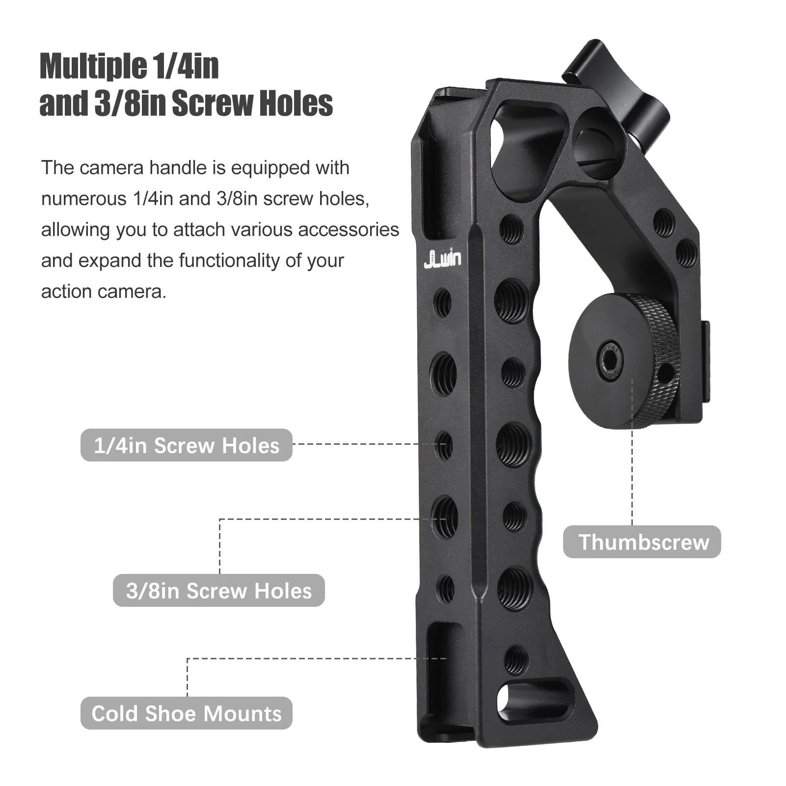 Top Handel Camera Top Handgrip with Cold Shoe Mounts ARRI Positiong Hole 1/4 3/8in Threaded Holes for Camera Cage Sports Camera Zpaxo