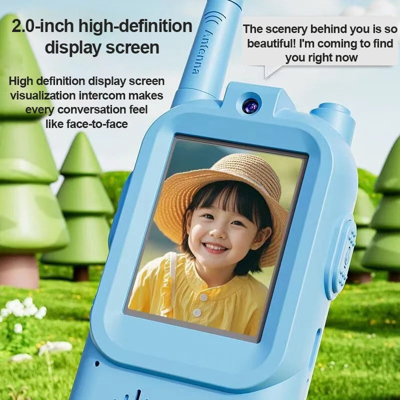 Kids Video Walkie Talkie Set With HD Screen Rechargeable Interphone Toy Voice Changer For Indoor Camping One-Click Call Intercom Zpaxo