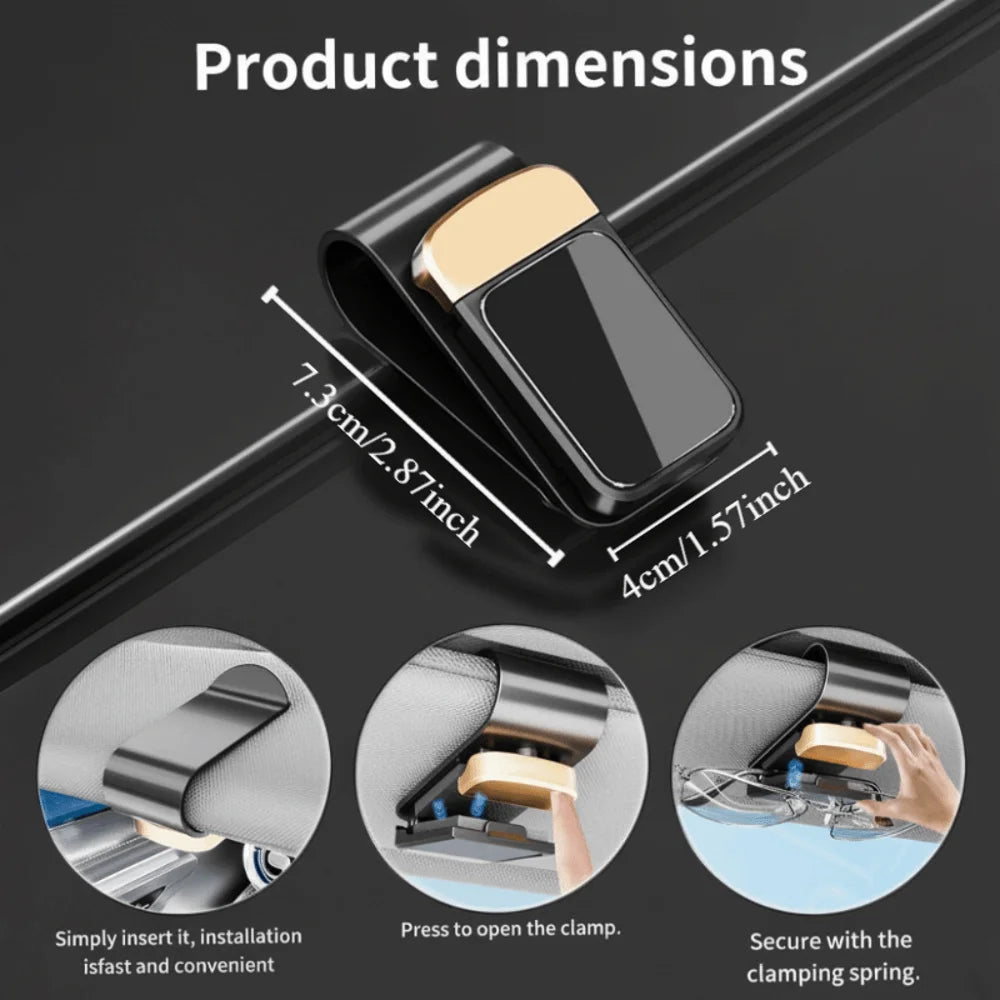 Press Switch Car Glasses Clip Stable Shock-proof Car Sunglasses Holder ABS Expansion Space Ticket Card Mount Clips Car Interior Zpaxo