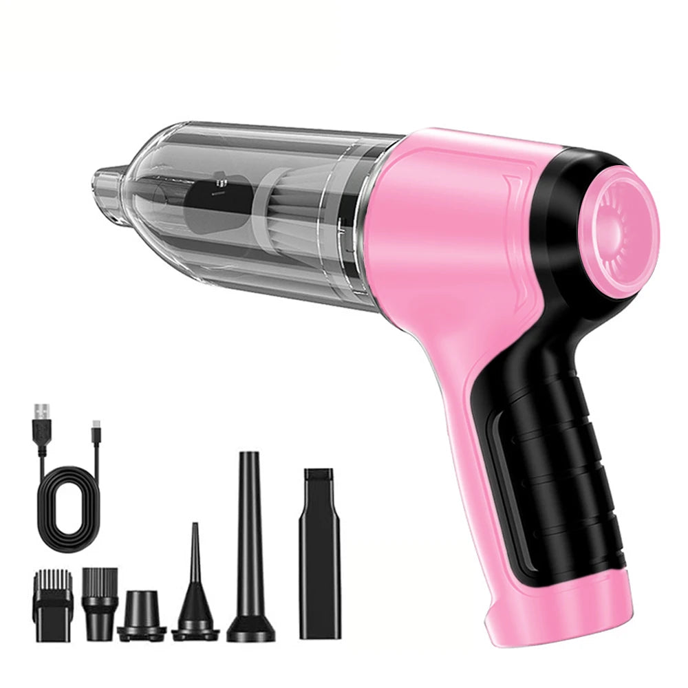 Car Vacuum Cleaner 95000PA Strong Suction Handheld Wireless Vacuum Cleaning Blower 2 in 1 Portable Vacuum Cleaner For Car Home Zpaxo Pink
